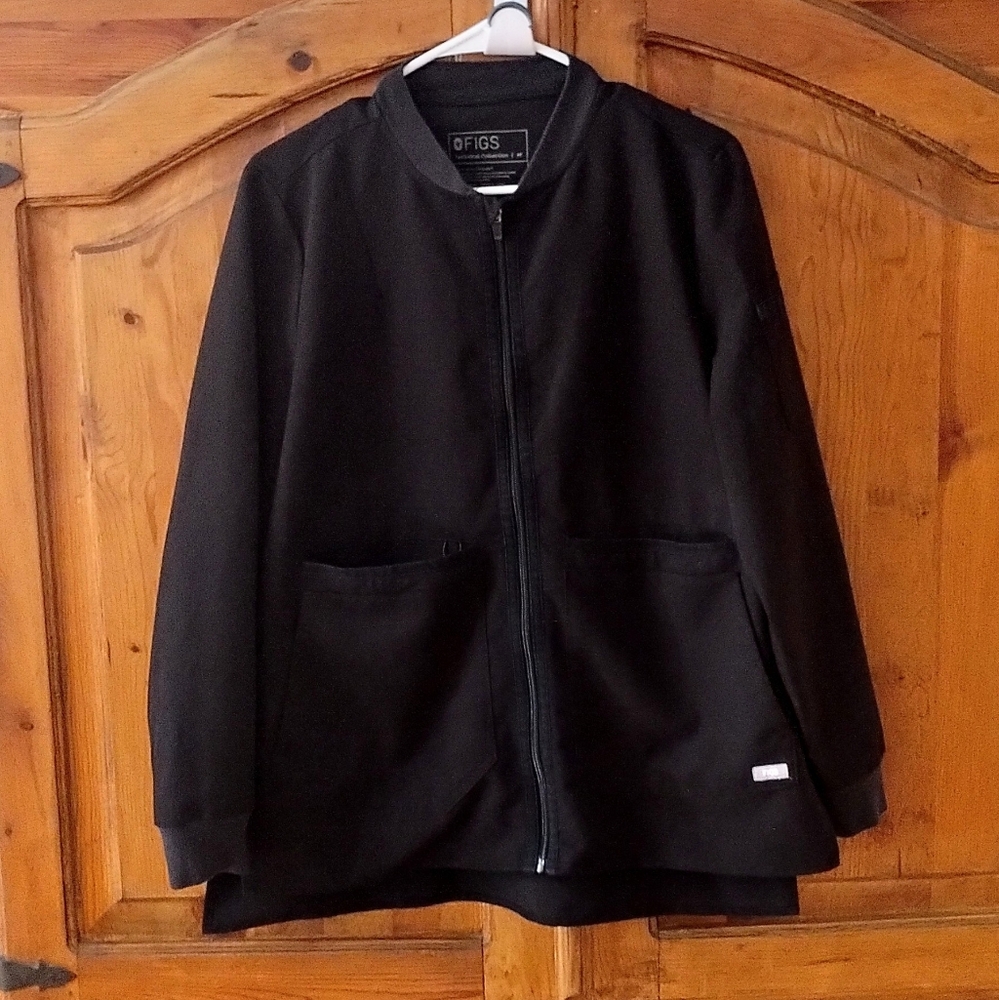Figs Scrubs Black Bellery Coat Women's Size Medium